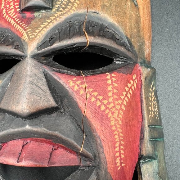 Vintage 1980s Hand Carved Wooden African Style Tribal Mask - Picture 3 of 3